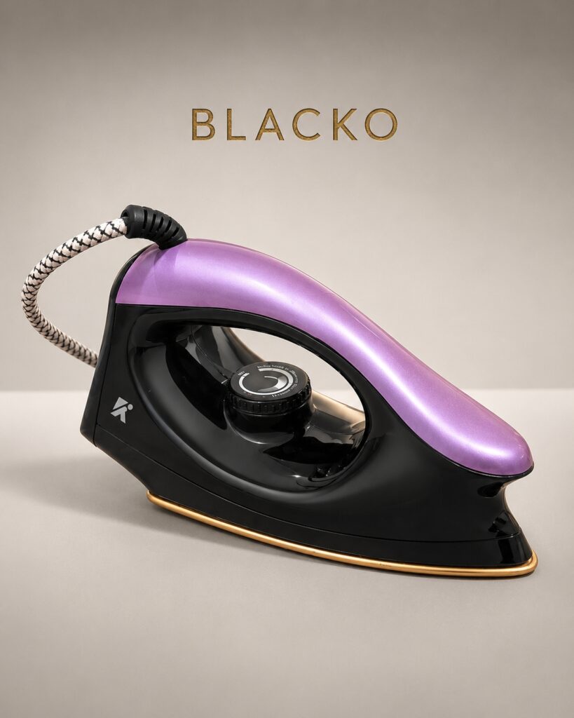 BLACKO 1000W Auto Dry Iron with Golden/Black Non-Stick Coated Soleplate
