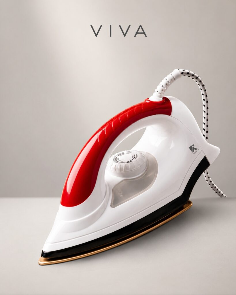 VIVA 1000W Auto Dry Iron with 170 gm Plate and Five Fabric Settings
