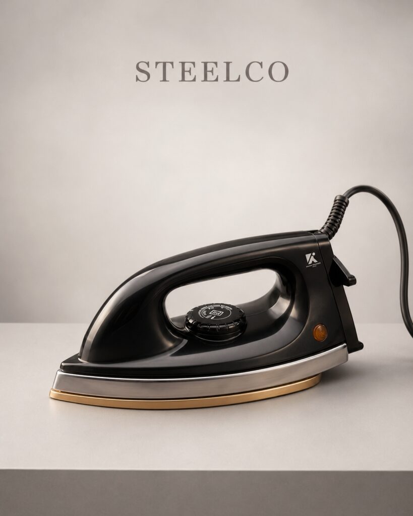 STEELCO 1000W Auto Dry Iron with Premium Golden Coating